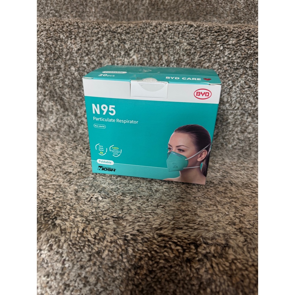 BYD DE2322 N95 Respirator Face Mask 200‎ New Masks (10 boxes of 20) Factory Seal - Picture 2 of 5